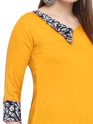 Mustard printed rayon kurtas-and-kurtis 5