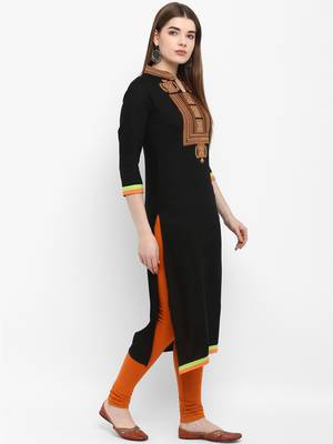 Black embroidered rayon kurtas-and-kurtis 2
