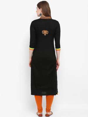 Black embroidered rayon kurtas-and-kurtis 3