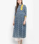 Blue printed cotton kurtas-and-kurtis