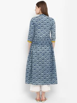 Blue printed cotton kurtas-and-kurtis 3