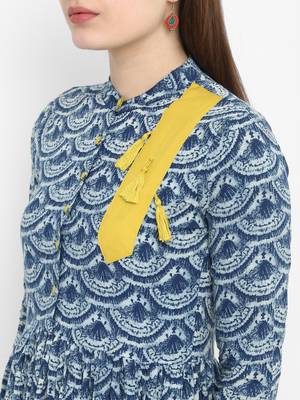 Blue printed cotton kurtas-and-kurtis 5