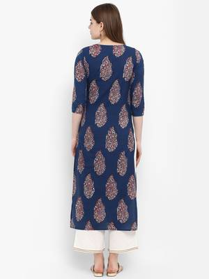 Blue printed cotton kurtas-and-kurtis 3