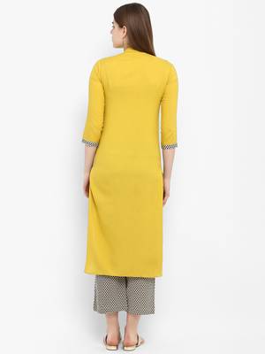 Yellow plain rayon kurtas-and-kurtis 3