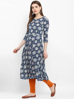 Blue printed cotton kurtas-and-kurtis 2