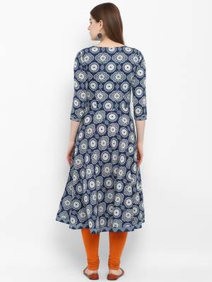 Blue printed cotton kurtas-and-kurtis 3