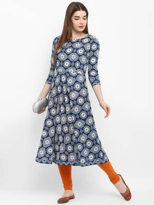 Blue printed cotton kurtas-and-kurtis 4