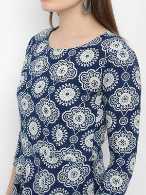 Blue printed cotton kurtas-and-kurtis 5