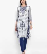 Blue printed cotton kurtas-and-kurtis