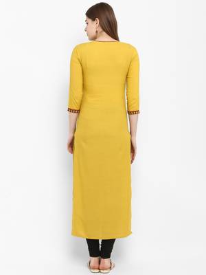 Mustard embroidered rayon kurtas-and-kurtis 3