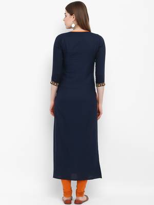 Blue embroidered rayon kurtas-and-kurtis 3