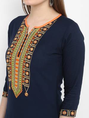 Blue embroidered rayon kurtas-and-kurtis 4