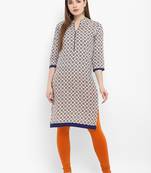 Blue printed cotton kurtas-and-kurtis