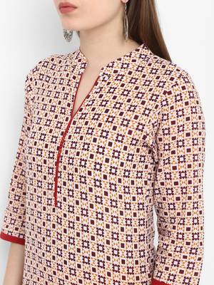 Maroon printed cotton kurtas-and-kurtis 4