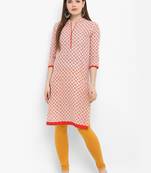 Red printed cotton kurtas-and-kurtis