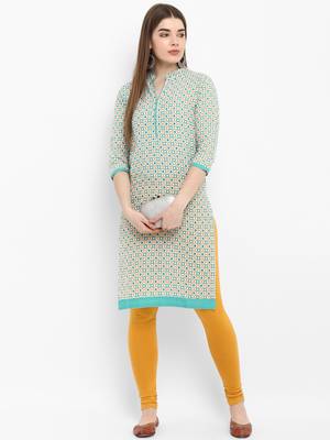 Green printed cotton kurtas-and-kurtis 5