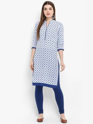 Blue printed cotton kurtas-and-kurtis 1