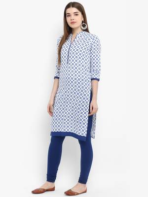 Blue printed cotton kurtas-and-kurtis 2
