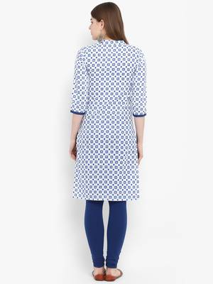 Blue printed cotton kurtas-and-kurtis 3