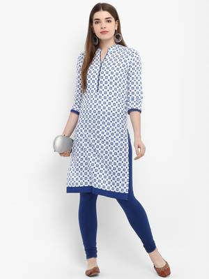 Blue printed cotton kurtas-and-kurtis 5