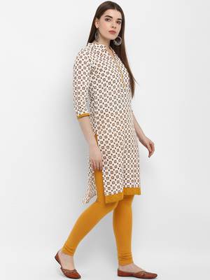 Mustard printed cotton kurtas-and-kurtis 2