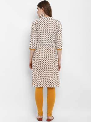 Mustard printed cotton kurtas-and-kurtis 3