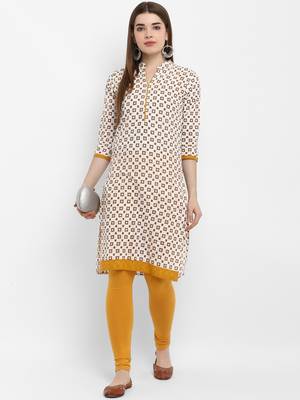 Mustard printed cotton kurtas-and-kurtis 5