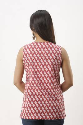 Red printed cotton kurtas-and-kurtis 4
