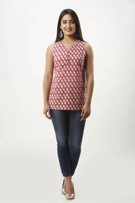 Red printed cotton kurtas-and-kurtis 5