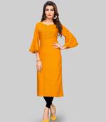 Yellow embroidered rayon ethnic-kurtis