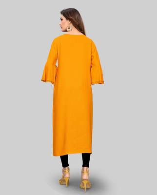 Yellow embroidered rayon ethnic-kurtis 2