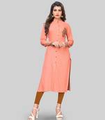 Peach embroidered rayon ethnic-kurtis