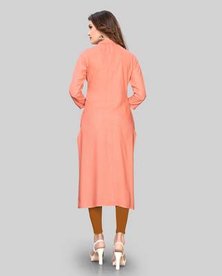 Peach embroidered rayon ethnic-kurtis 2