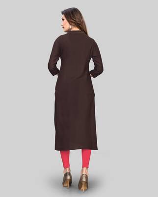 Brown embroidered rayon ethnic-kurtis 2