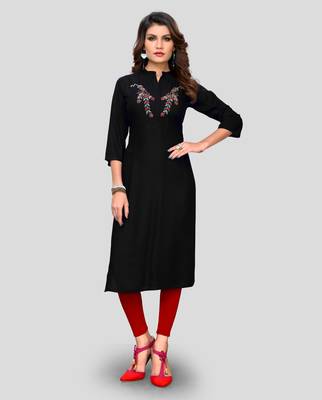 Black embroidered rayon ethnic-kurtis 1