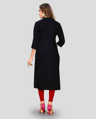 Black embroidered rayon ethnic-kurtis 2