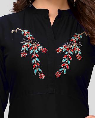 Black embroidered rayon ethnic-kurtis 4