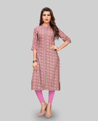 Pink printed rayon ethnic-kurtis 1