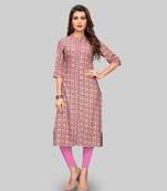 Pink printed rayon ethnic-kurtis