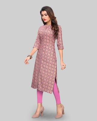 Pink printed rayon ethnic-kurtis 3