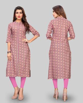 Pink printed rayon ethnic-kurtis 5