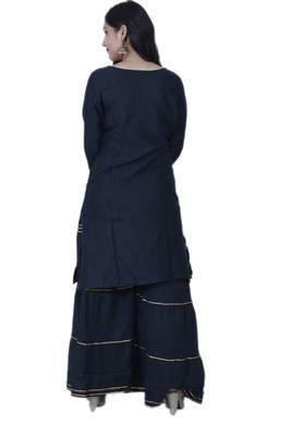 Women's Bottle Green Rayon Embroidered Garrara Set with Zari & Gota work 4