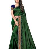 Green embroidered poly silk saree with blouse