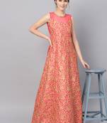 Pink Silk Blend Embroidered Maxi Dress