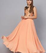 Peach Georgette Woven Maxi Dress