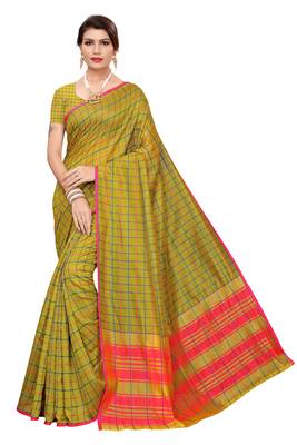Mehendi woven Cotton Saree With Blouse 1