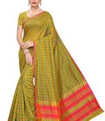 Mehendi woven Cotton Saree With Blouse