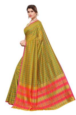 Mehendi woven Cotton Saree With Blouse 2
