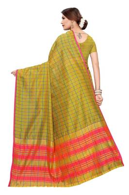 Mehendi woven Cotton Saree With Blouse 3