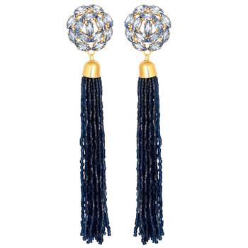 Excellent Designer Gold Plated Crystals Stone Long Dangle Earring For Women 1